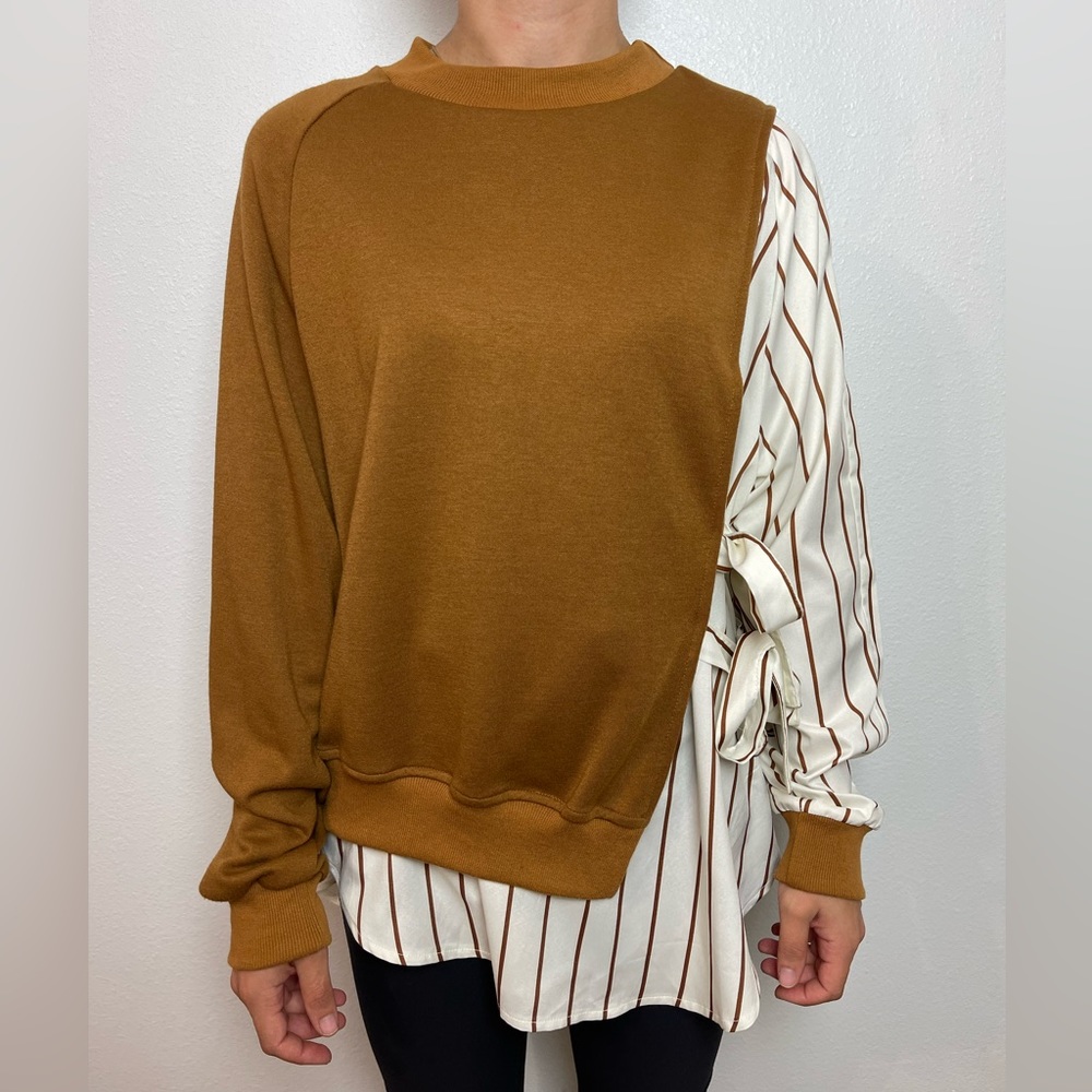 One Size Half Crewneck Half Dress Shirt.